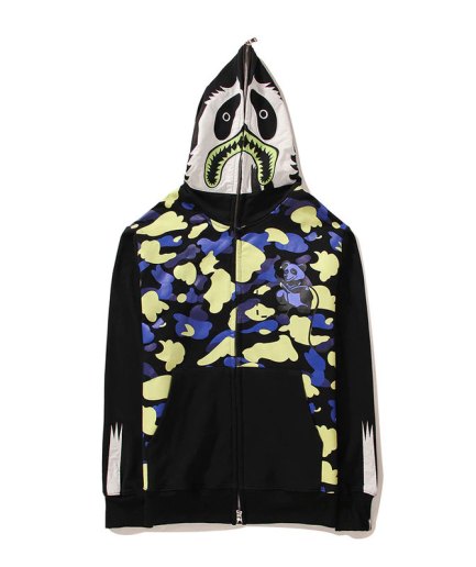 Men Camouflage Zipper Bape Shark Hoodie