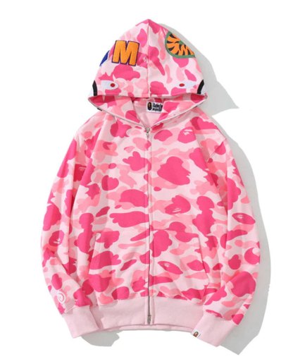 A Bathing Ape Camouflage Pink Bape Shark Hoodie