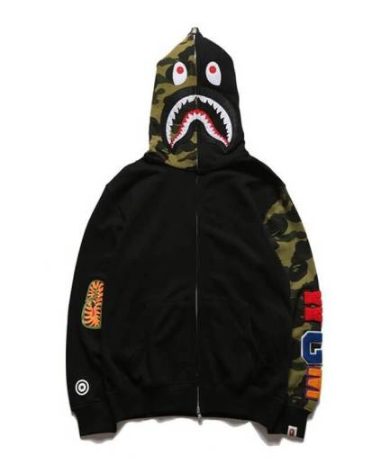Camouflage BAPE Color Camo Tiger Shark Full Zip Hoodie