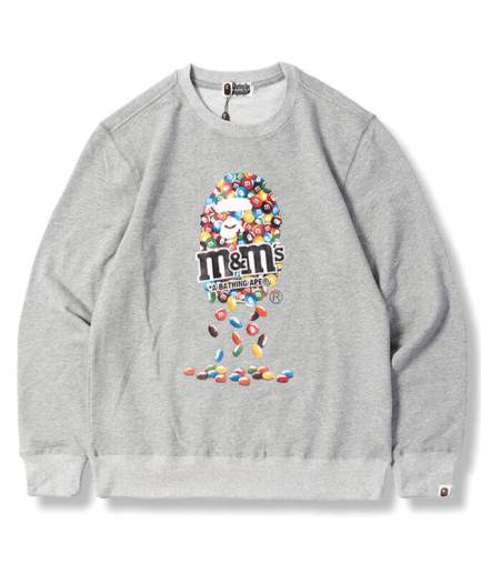 Black Bape X M&M’s Mens Crewneck Sweatshirt grey