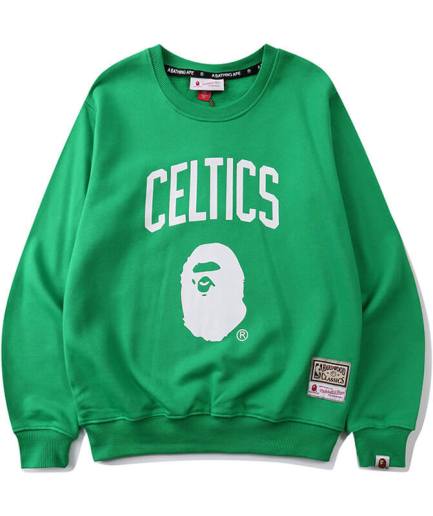 Fleece Letter Bape X NBA Celtics Sweatshirt